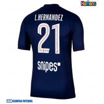 Camisa de Futebol Paris Saint-Germain Lucas Hernandez #21 Equipamento Principal 2025-26 Manga Curta
